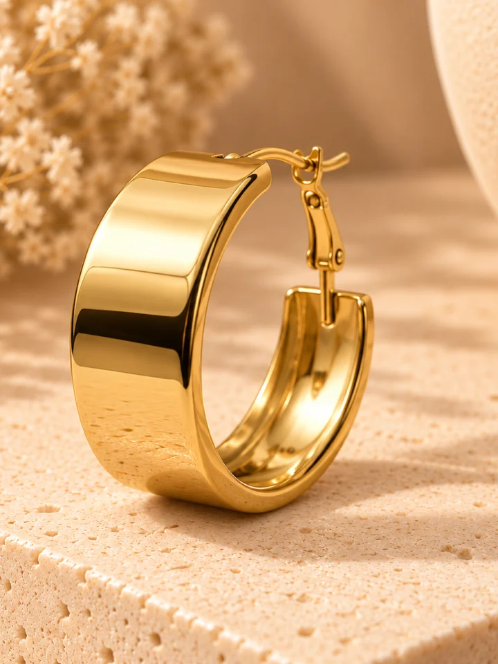 Κρίκοι Wide Hoops σε Χρυσό Χρώμα