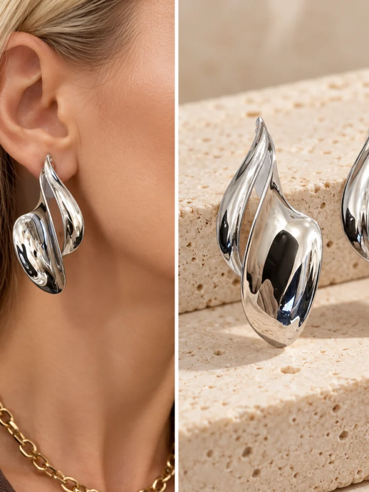 Σκουλαρίκια Sculptural Silver