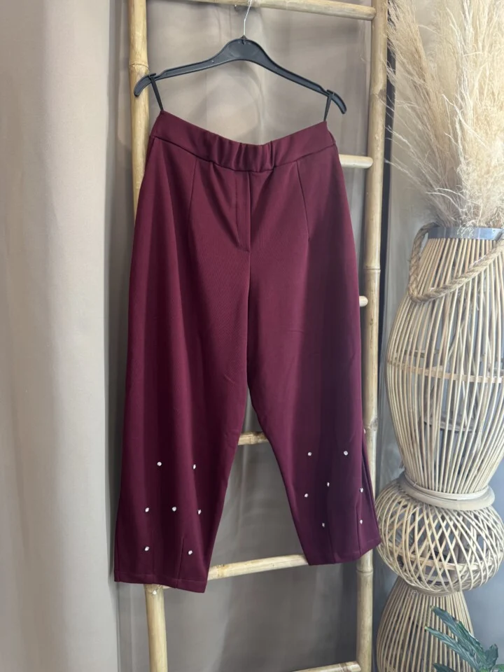 Plus Size Παντελόνι με Strass Details