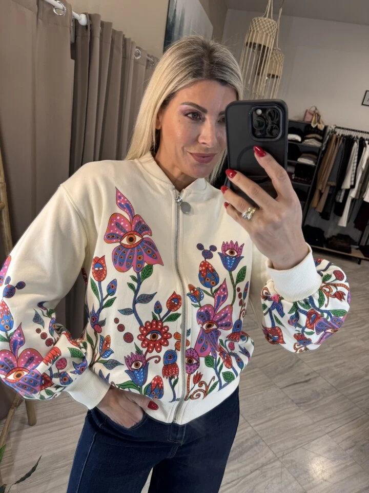 Medicine Artistic Floral Bomber Jacket – Ecru