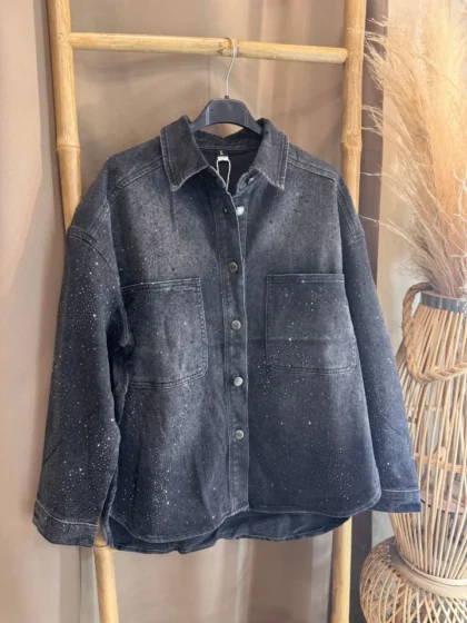 Denim Overshirt με Στρας